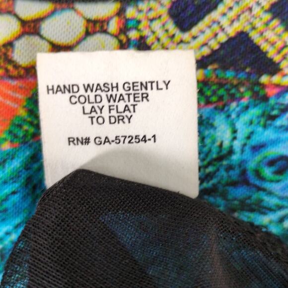 From The Heart Fairy Grunge Sheer Dress Sz L Peacock Animal Print Asymmetrical - Picture 6 of 6